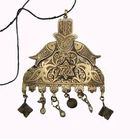 Vintage Moroccan Jewish Brass Hamsa Pendant Star of David Fish Amulet Judaica