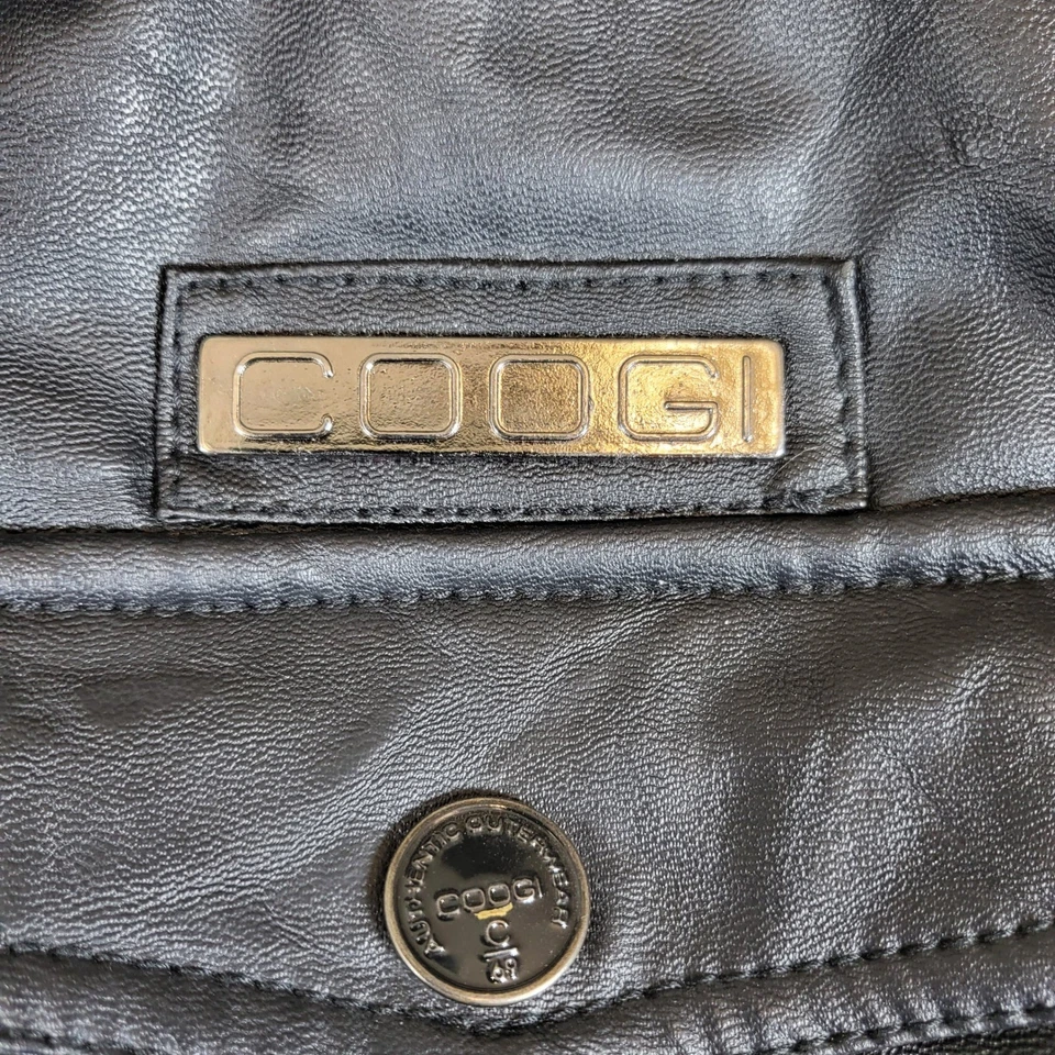 COOGI CG69 Black Faux Leather Puffer Jacket Outerwear Division High Quality XL - Image 4 of 4