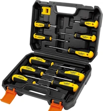 11-Piece Magnetic Screwdriver Set with Case, 5 Phillips & 5 Flat Head Tips with