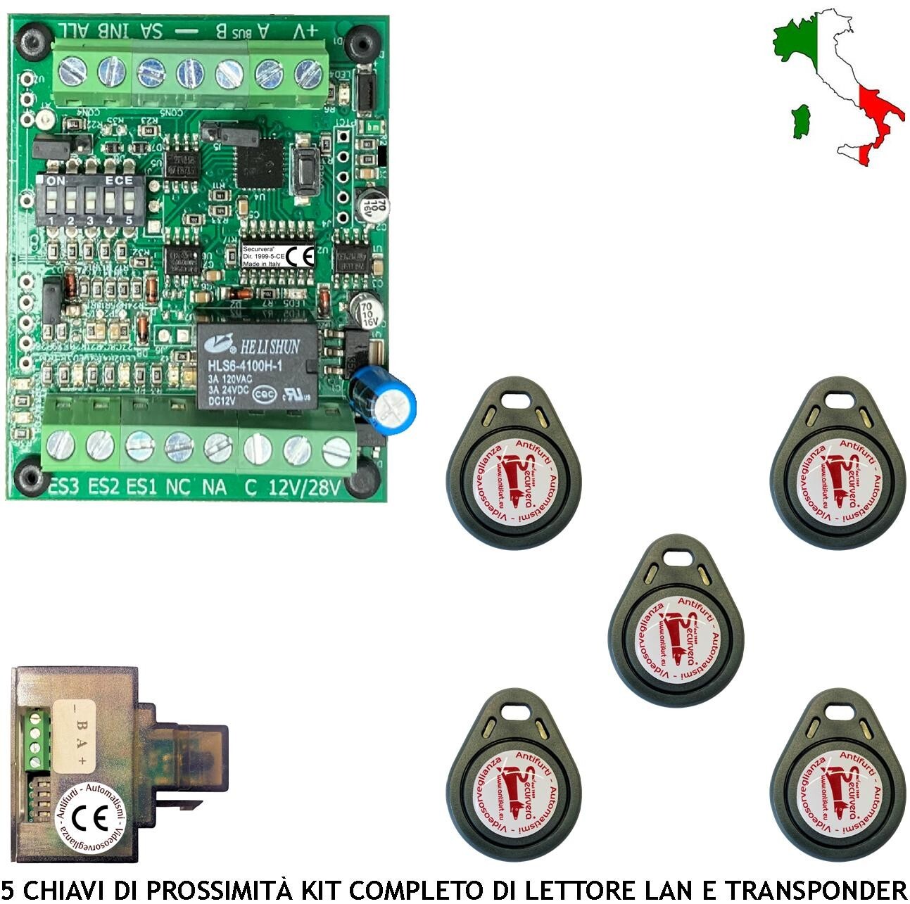 Controllo Accessi Aziendale: Kit 5 Chiavi Elettroniche Prossimità 12V VCC