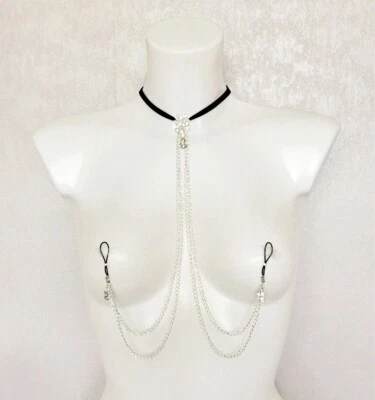 Bijoux corps intimes Chaîne acier inoxydable collier pince à tétons sexuels