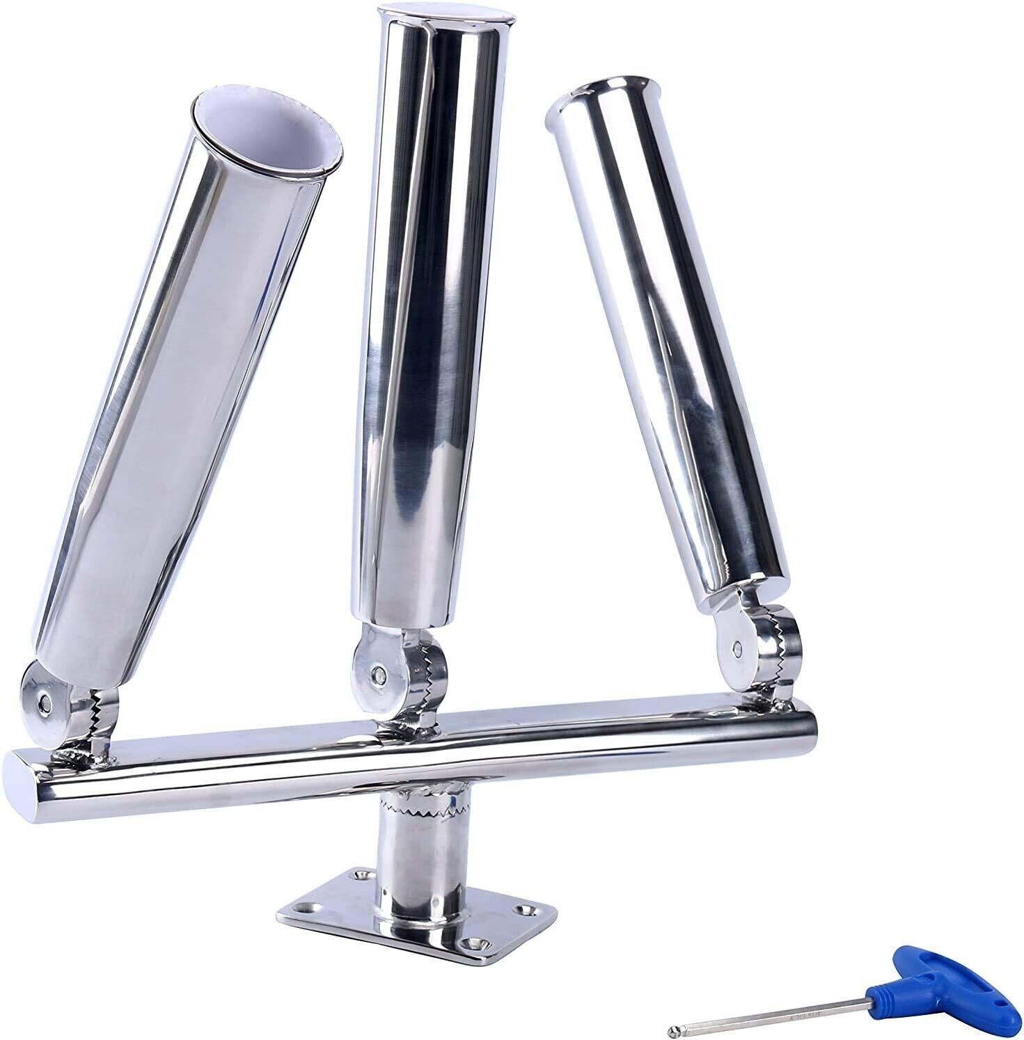 3 Tube Stainless Steel Trident Outrigger Stylish Fishing Rod Holder Deck Mount