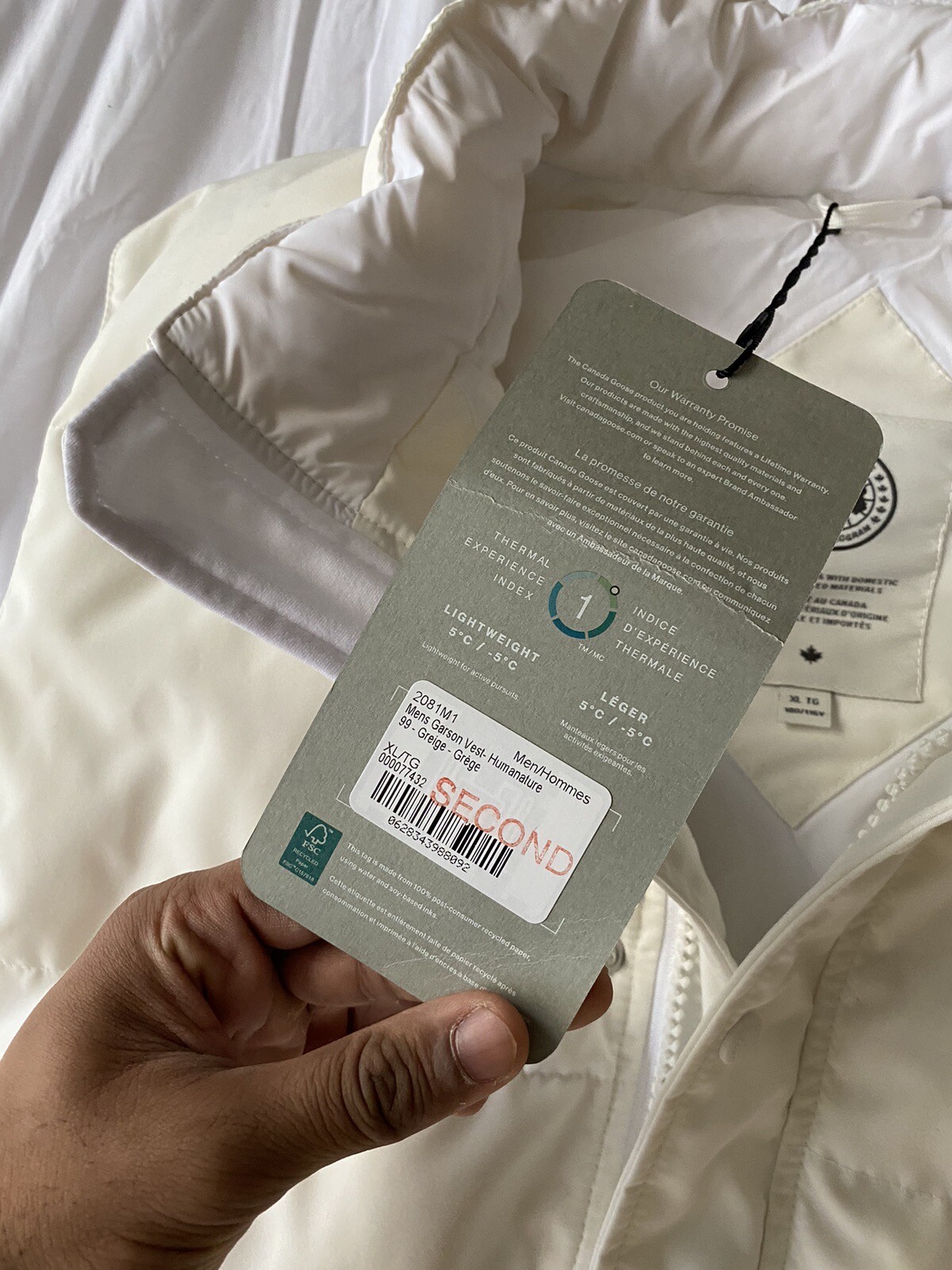 CANADA GOOSE Garson Vest Humanature Mens XL extra Large White Authentic NWT image 7