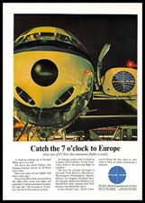 1964 Pan Am Airline Vintage PRINT AD Travel Europe Jet Luxury Flight