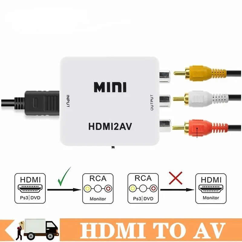 HDMI2AV Mini Converter HDMI to AV Adapter HDMI to RCA 1080P HD Video Audio - Image 2 of 4