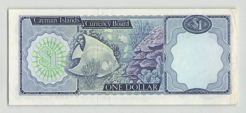 CAYMAN ISLANDS $1 1971 (ND (1972), P-1a Prefix A/1, Original AU Grade, QEII. J6 - Afbeelding 2 van 2