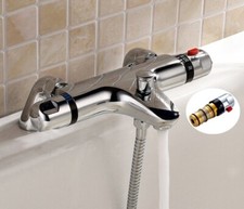 Image of Chrome Thermostatic Bath Shower Mixer Tap Valve Deck Mounted Bathroom Filler