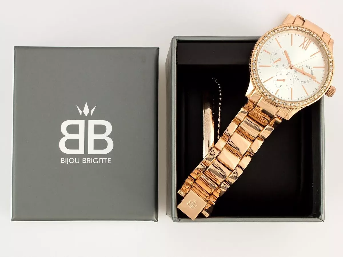 Bijou Brigitte Rose Gold Watch and Bracelet Set