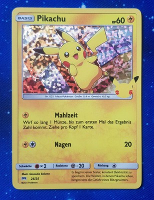 Pokemon Pikachu 25 Anniversary Mcdonalds Promo Karte Deutsch Holo
