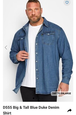 BNWT D555 Blue Denim Big Tall DUKE Western Style Long Sleeve