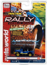 AUTO WORLD XTRACTION RALLY '79 JEEP CJ-7 BLUE HO SCALE SLOT CAR - MOC