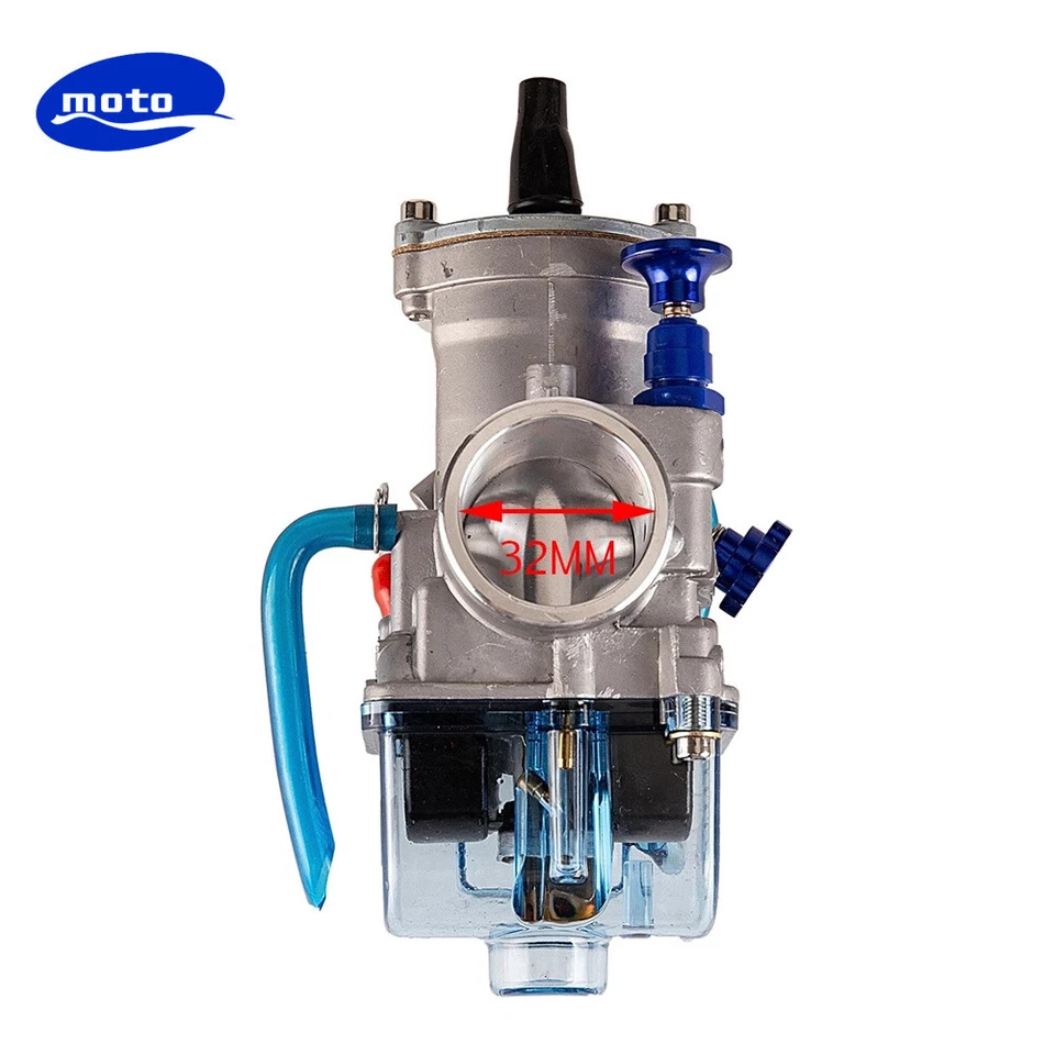 Carburador lado plano de carreras PWK32MM para Yamaha DT100 DT125 DT175 1974-1981 1982 1983 Foto 3 de 4
