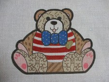 Handpainted Needlepoint Canvas Patriotic Teddy Bear 14 Mesh SASI