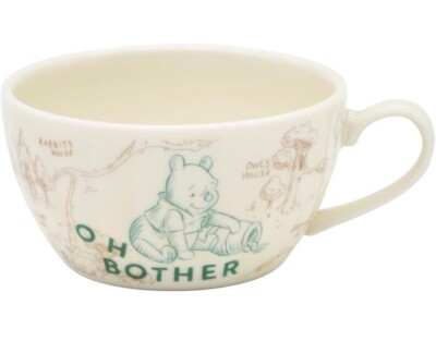 Winnie the Pooh porcelain soup mug cup bowl Aker picnic map made in Japan