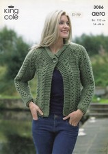 KING COLE AERO LADIES JACKET & TOP KNITTING PATTERN - 34-44"
