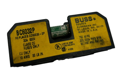 COOPER BUSSMAN BC6032P FUSE HOLDER BLOCK 30A 600V CLASS CC MADE IN USA 