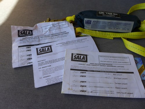 DBI SALA 1245006 12 Ft. Force2 Shock Absorbing Web Lanyard Safety Climbing 2 Leg - Picture 12 of 12