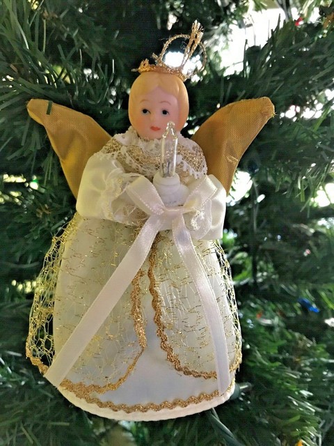 Angel Ornament Small Tree Topper: Connects to lights. | eBay
