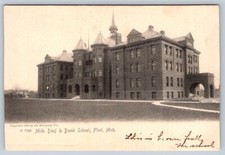 Michigan Deaf & Dumb School, Flint Michigan, antigua postal rotográfica de 1905 #1
