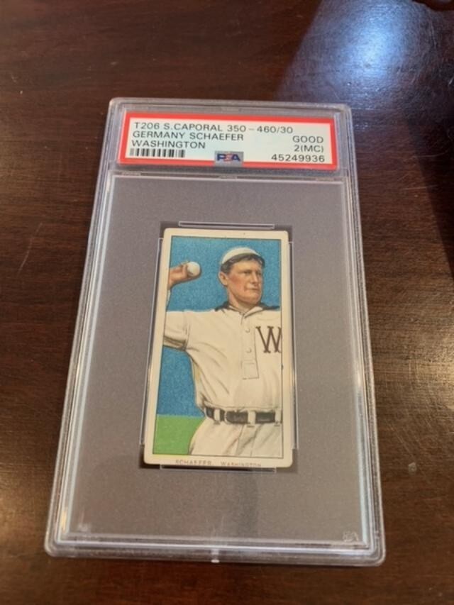 1909-11 T206 Set-Break Germany Schaefer (Wash) Sweet Caporal PSA 2
