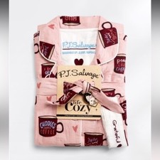 NWT PJ Salvage Coffee Flannel PJ Set Pink Mist - Small
