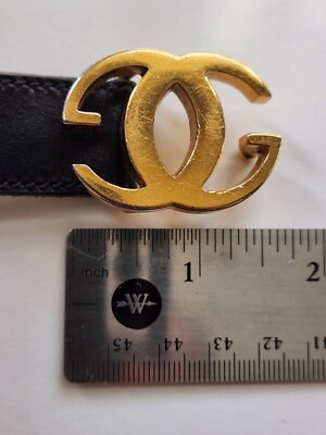 Gucci Vintage Gold-Tone Double G Logo Black Leather Belt-Sz 28 | eBay