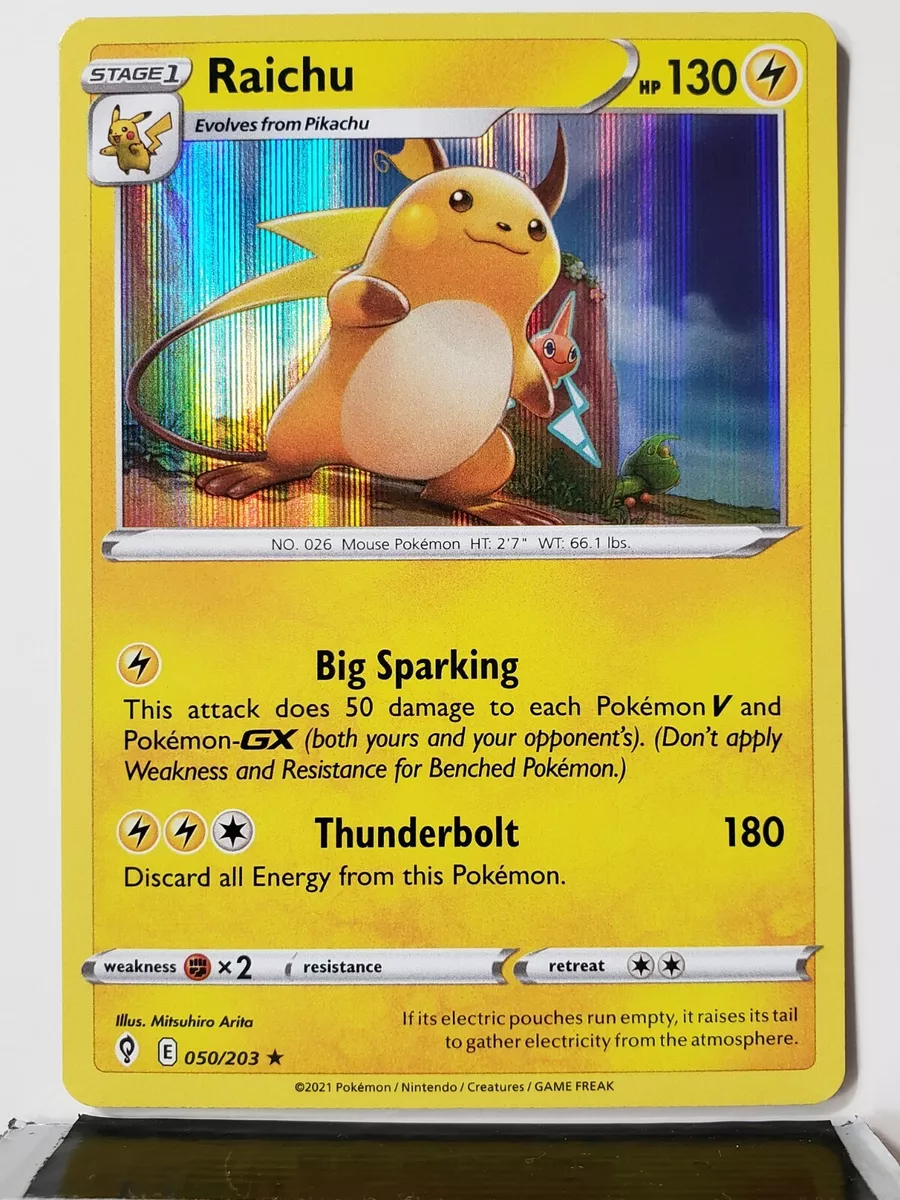 Raichu 050/203 - Evolving Skies - Rare - Evolution Pokemon Card Lot-  Pikachu 049/203