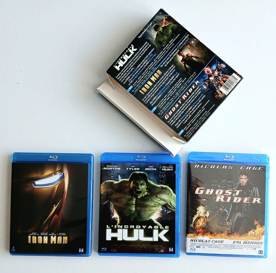 HULK IRON MAN GHOST RIDER Coffret 3 Films Blu-ray Version française - Photo 2/4
