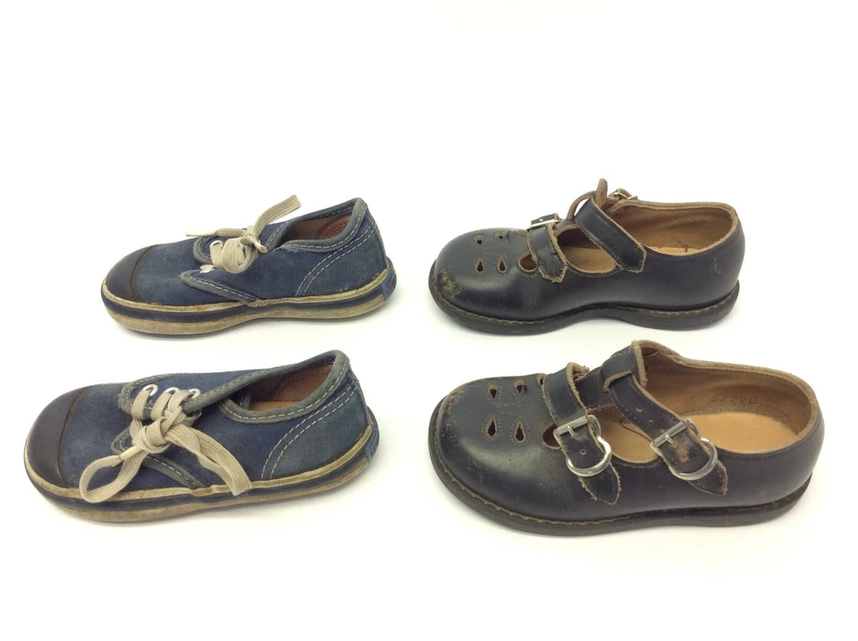 Par de Zapatos Buster Originales Marrón Azul Keds Suela de Goma Bebé Niño Pequeño Foto 3 de 4