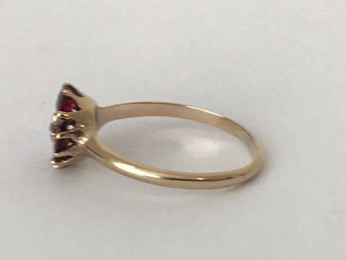 9ct Gold Ring Victorian Paste Ruby Ring Seed Pearl Antique Gold Ring Size P 1/2 - Picture 9 of 14