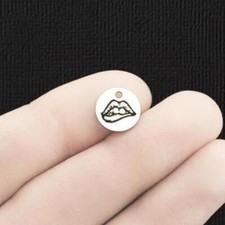 Bite My Lip Stainless Steel 10mm Round Charms - BFS005-6262