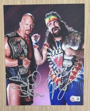 STONE COLD STEVE AUSTIN DUDE MICK FOLEY SIGNED WWE 8X10 PHOTO BAS BECKETT
