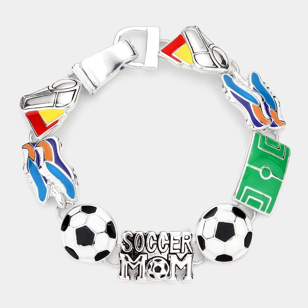 Soccer Bracelet Magnetic Clasp Closure Court Soccer Mom Sneakers
