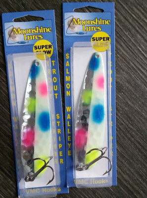Moonshine 4 1/2'' Magnum Half Moon Silver Series Trolling Spoons Half Loaf USA