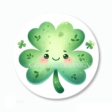 Smiling Face Shamrock Scrapbook Stickers St Patrick's Day Favors Envelope Seals