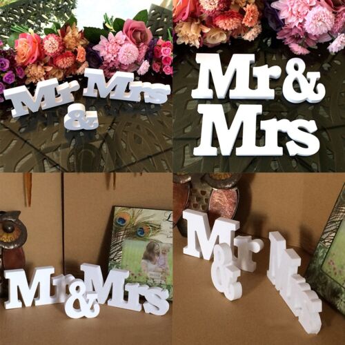 Romantic Freestanding Wedding Mr & Mrs PVC Letters Decorative Desktop Ornament - Picture 1 of 12