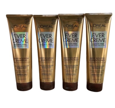 L'Oreal EVERCREME Deep Nourish (2) Shampoo + (2) Conditioner 8.5 oz Each