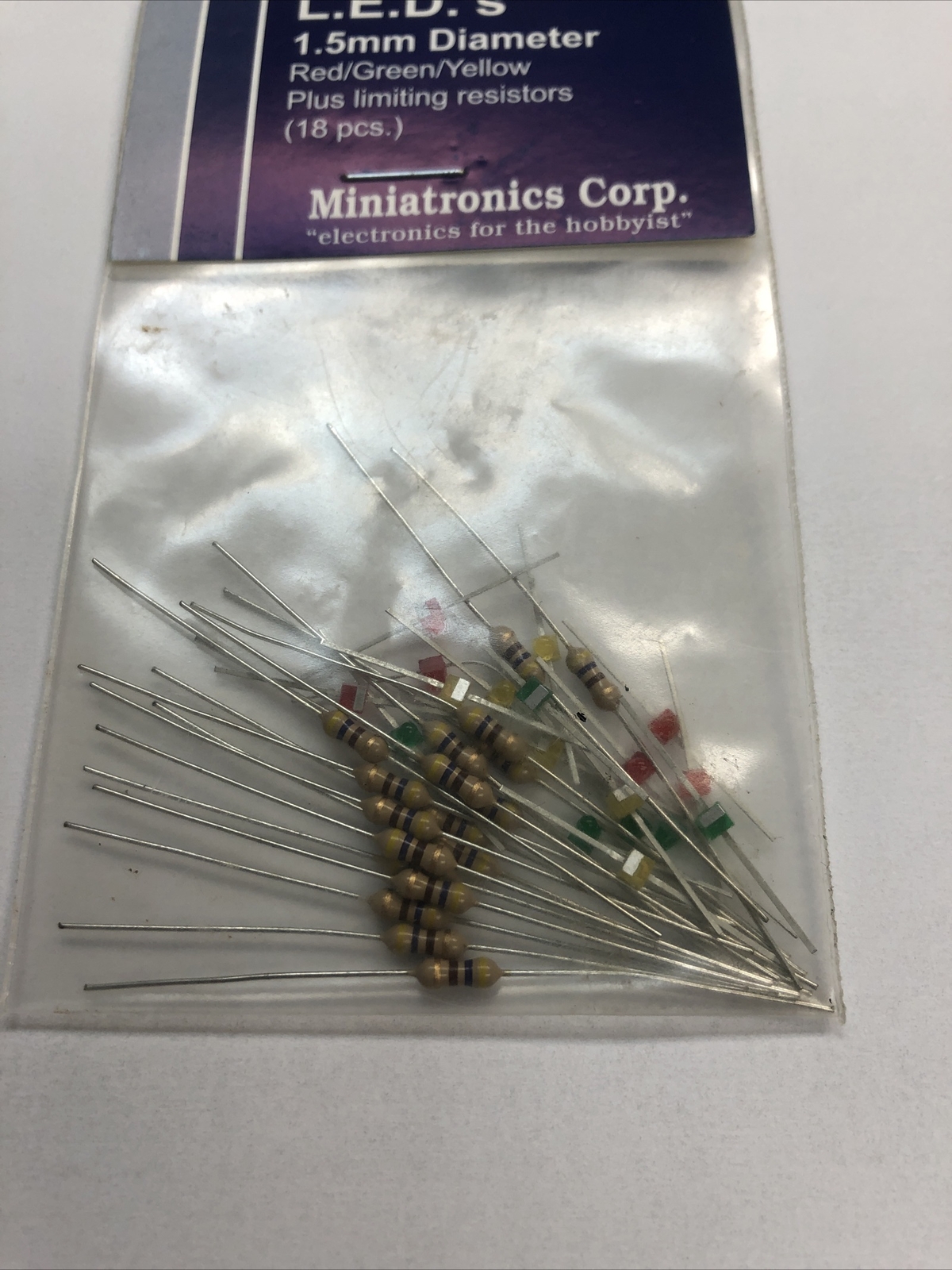 Lot of 2 - Miniatronics 12-000-18 LEDs 1.5mm rd/grn/ylw 18 PCs, & 5mm L ...