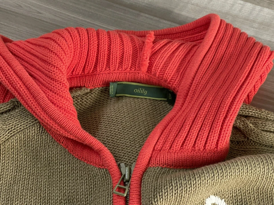 Suéter con Capucha Oilily Niños Niñas Talla 6/7 (128) Cremallera Completa con Precioso Detalle Foto 3 de 4