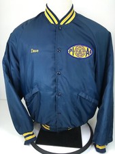 Vintage Men  s Satin Nylon Jacket Football Official Navy Blue Size L King Louie
