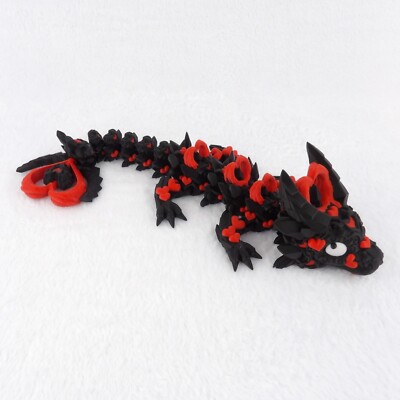 Valentines Baby Dark Heart Dragon Articulated and 3d printed - Multicolor!