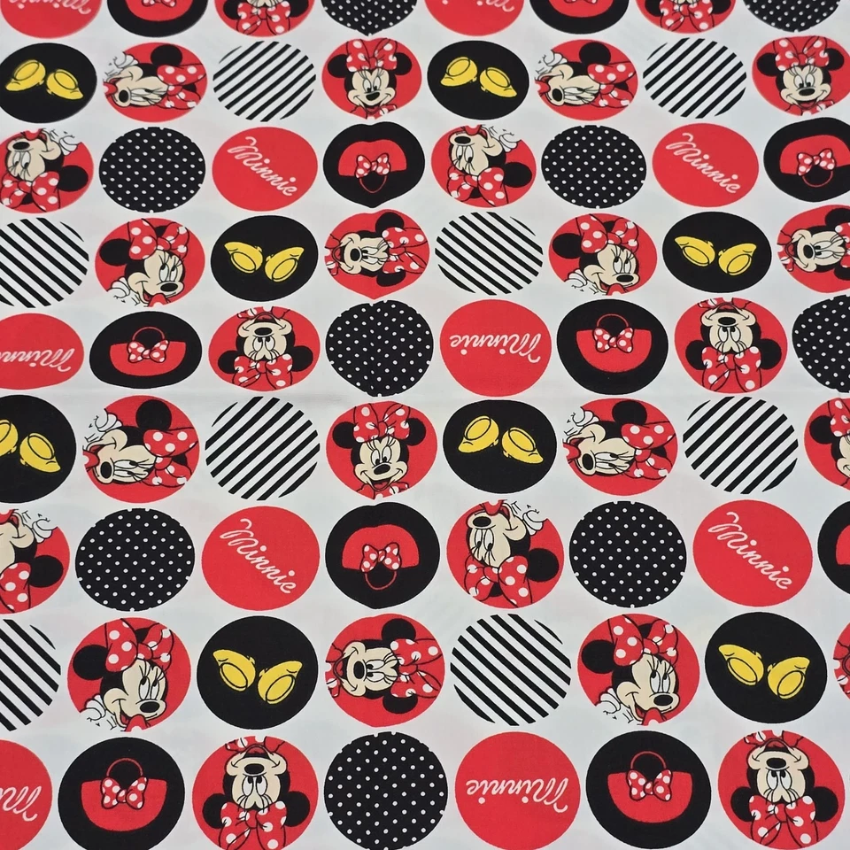 Cotton Quilt Fabric 18"X44" Disney's Minnie Mouse White Black Red Fashion - Image 3 of 3