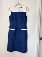 Brooks Brothers Blue 100% Linen Sleeveless Pencil Dress Women’s Size 6 Classic