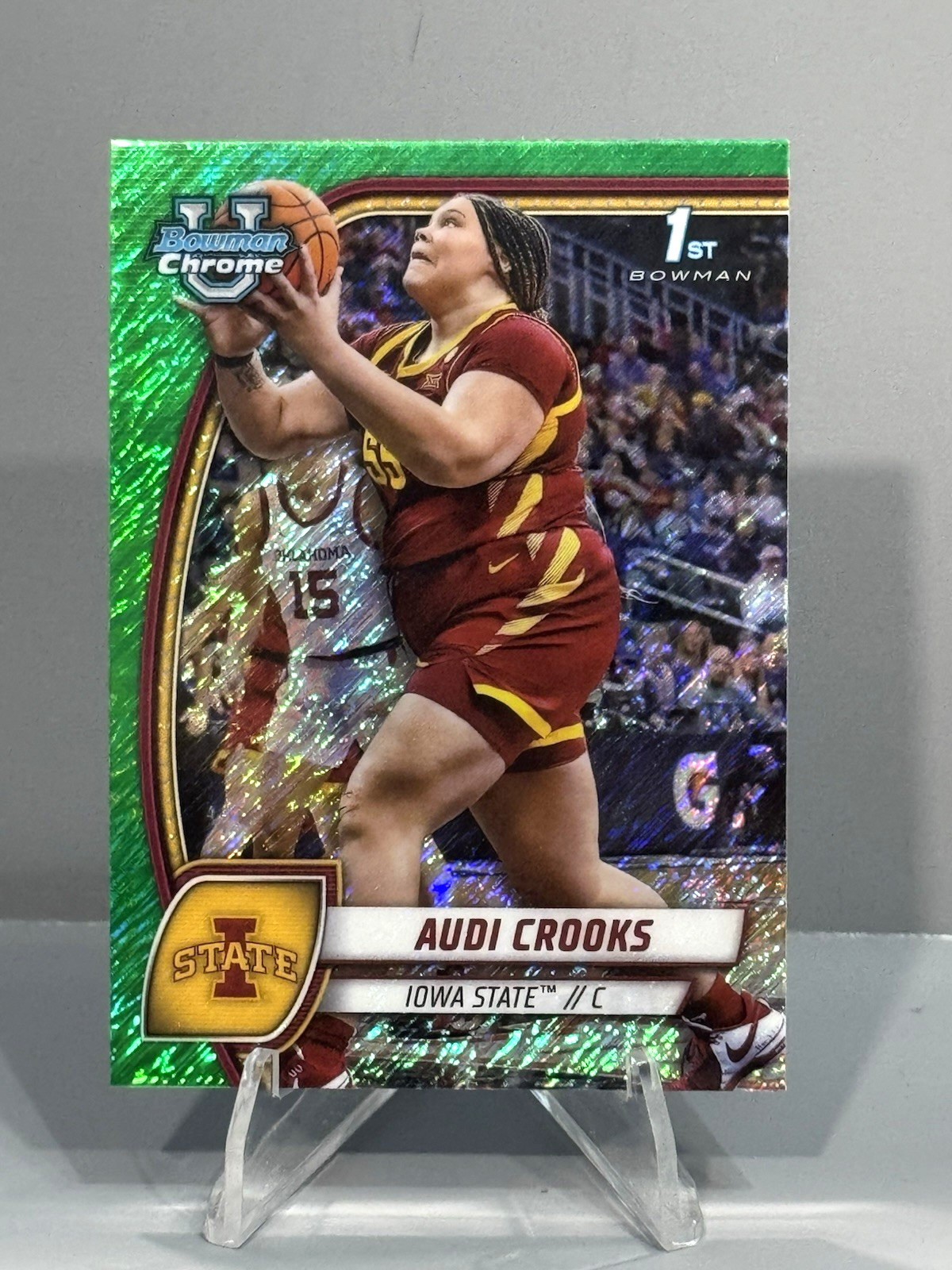 Audi Crooks 1st 2024-25 Bowman Chrome U Green Shimmer Refractor #9 Iowa State