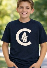 Chicago Cubs Youth T-Shirt 1912 Logo Cooperstown Collection Navy