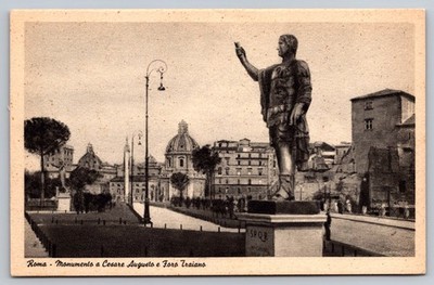 1941 Rome Italy Caesar Augustus Trajan's Forum Vintage Postcard SERTA