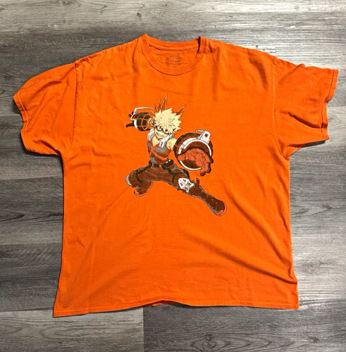 My Hero Academia Bakugo Anime Graphic T-Shirt Mens Orange Funimation License video thumbnail