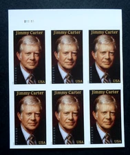 2025 Jimmy Carter - Cat # 6043a  NDC Imperf Block of 6 Forever Stamps MNH
