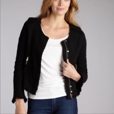IRO medium agneta jacket blazer zip up black tweed textured fall winter office