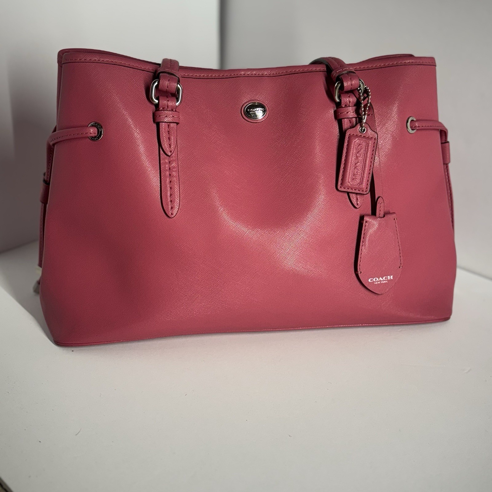 Coach Peyton Leather Drawstring Carryall in Pomegranate F 29362